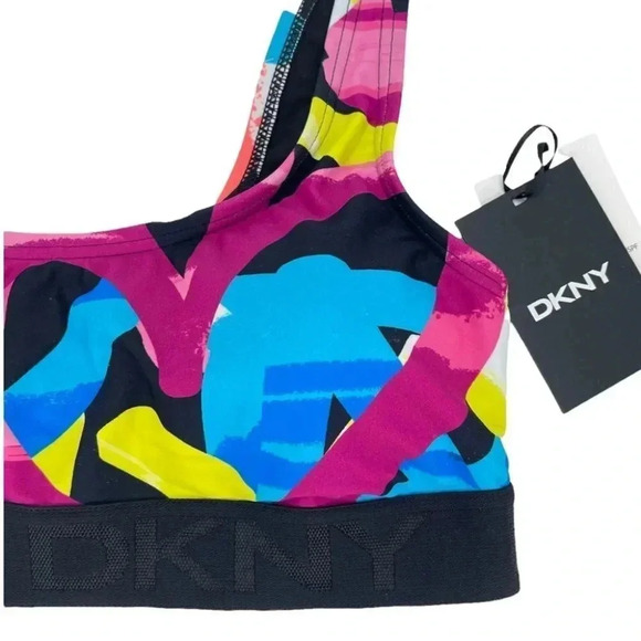 DKNY Grafitti Printed Logo Band Swimsuit Top Size Medium - Picture 3 of 5
